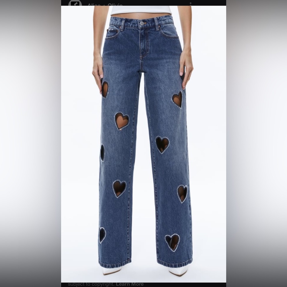 Alice and Olivia Heart Cutout Blue Jeans